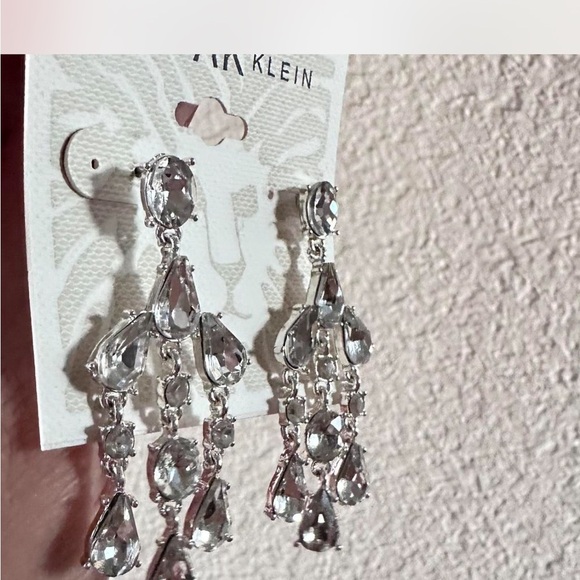 Anne Klein Silver Drop Earrings - Picture 2 of 2